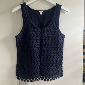 J. Crew sleeveless crochet navy top sz medium